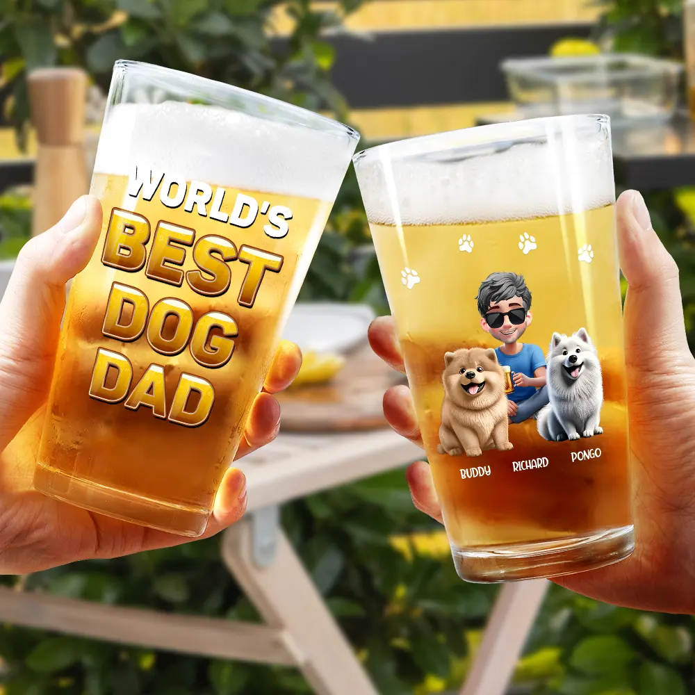 World's Best Dog Dad - Personalized Beer Glass - Image 4