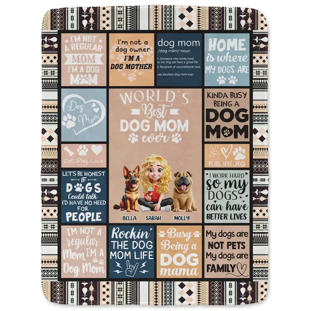 World's Best Dog Mom Ever 3D Effect - Personalized Fleece Blanket, Sherpa Blanket - Image 2