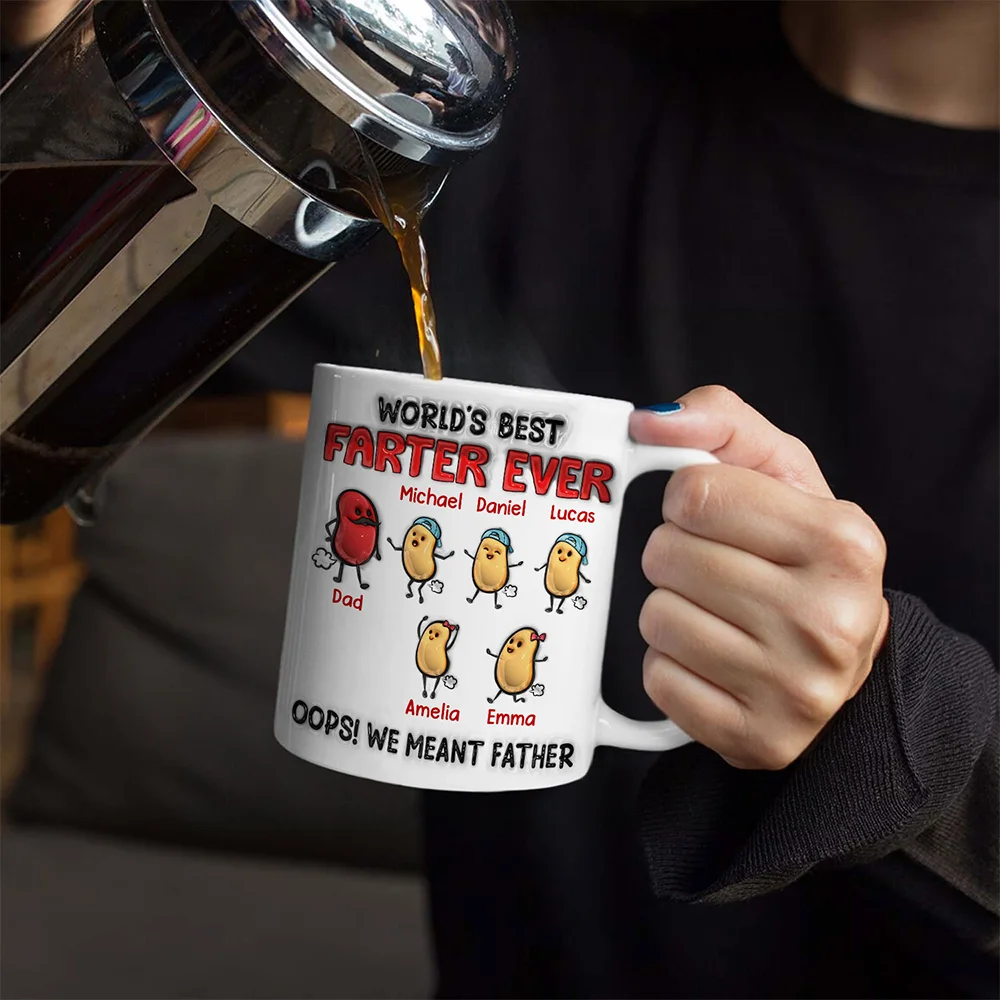 World's Best Farter Ever I Meant Father - 3D Inflated Effect Printed Mug, Personalized White Edge-to-Edge Mug - Image 4