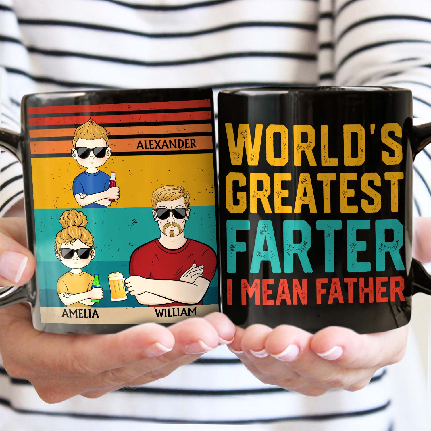 World's Greatest Farter I Mean Father - Funny, Birthday Gift For Father, Husband - Personalized Custom Black Mug - Image 2