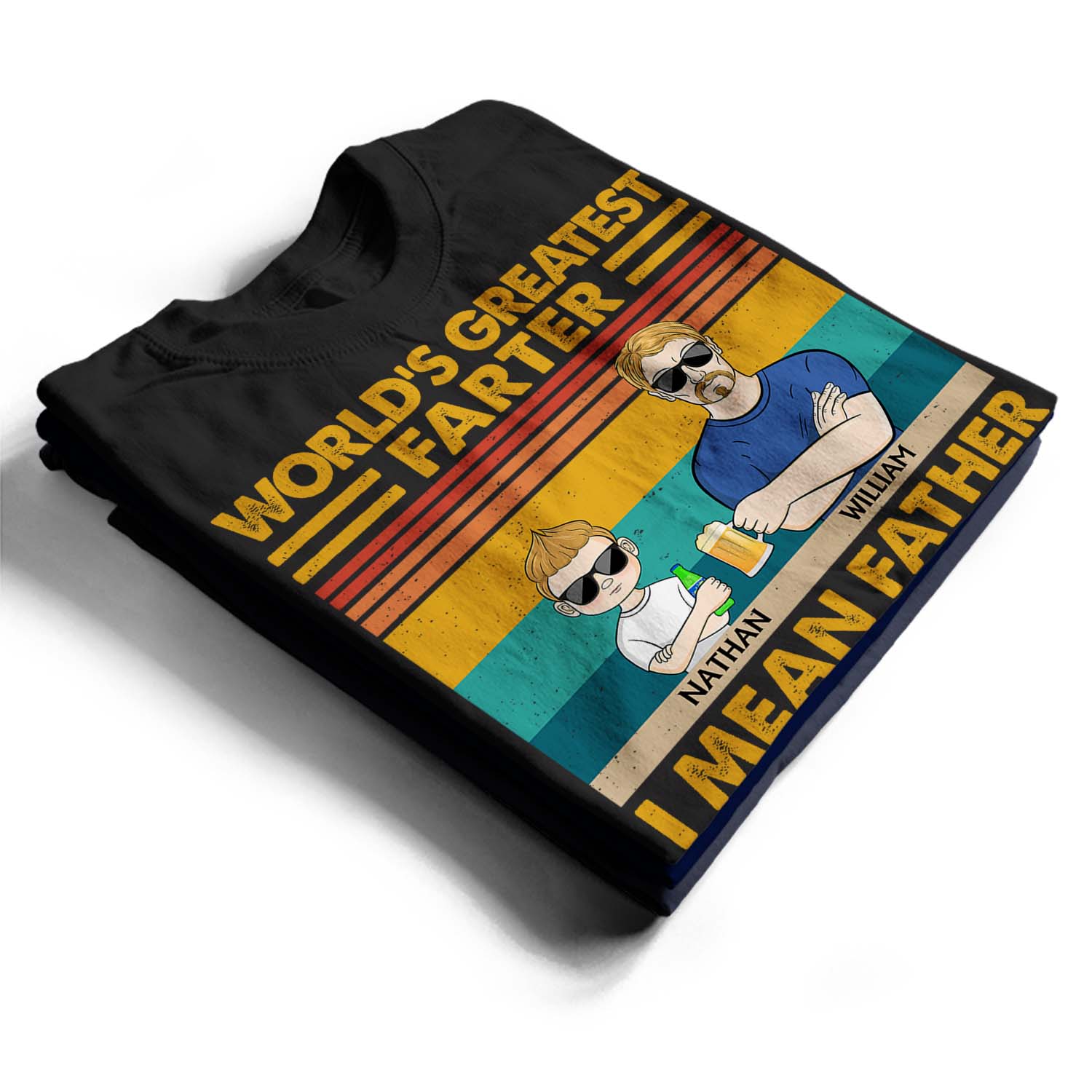 World's Greatest Farter I Mean Father - Funny, Birthday Gift For Father, Husband - Personalized Custom T Shirt - Image 2