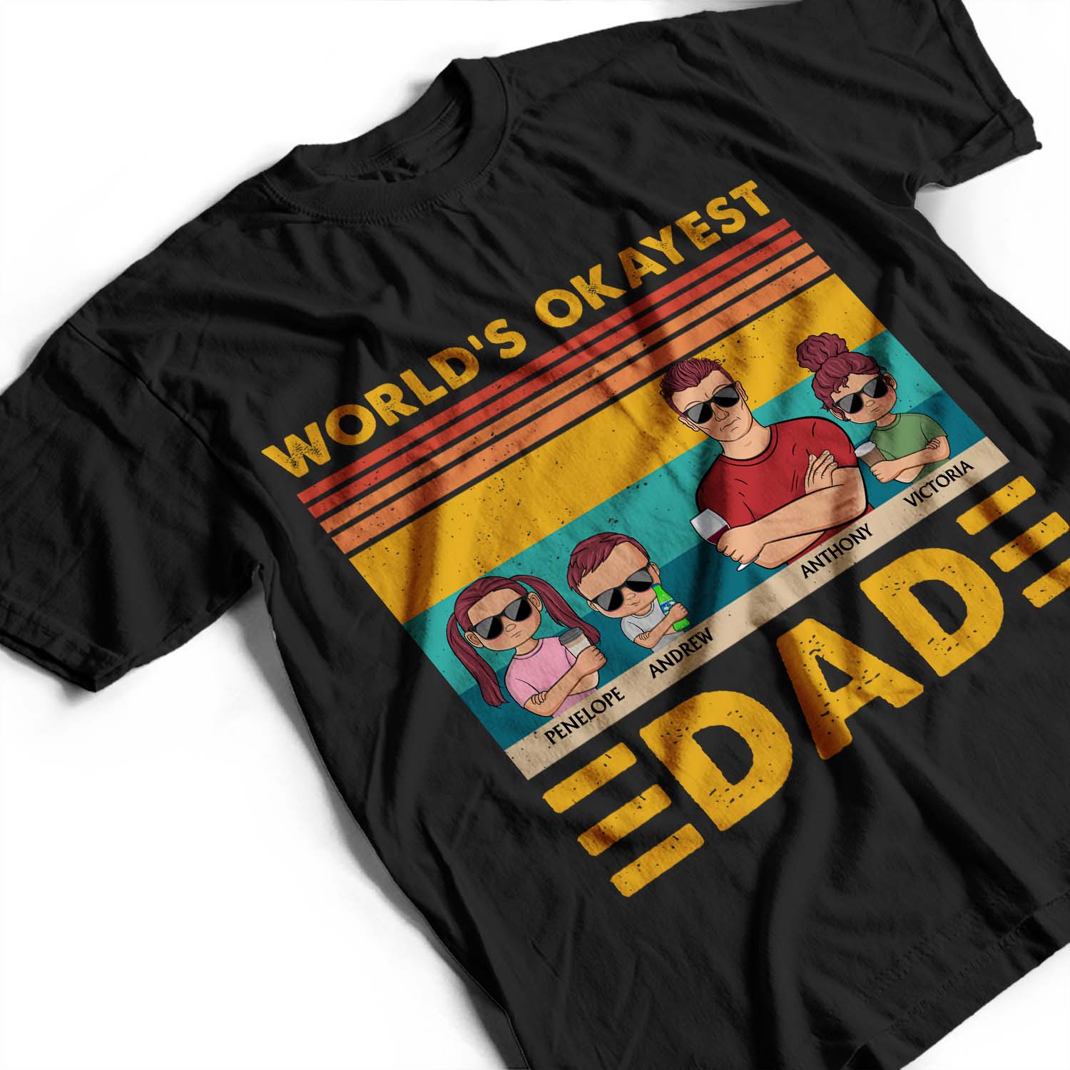 World's Okayest Dad - Funny, Birthday Gift For Father, Husband - Personalized Custom T Shirt - Image 3