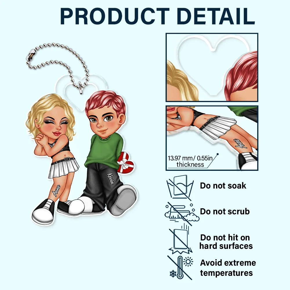 Y2K Couple, Anniversary Gift - Personalized Acrylic Car Hanger - Image 5
