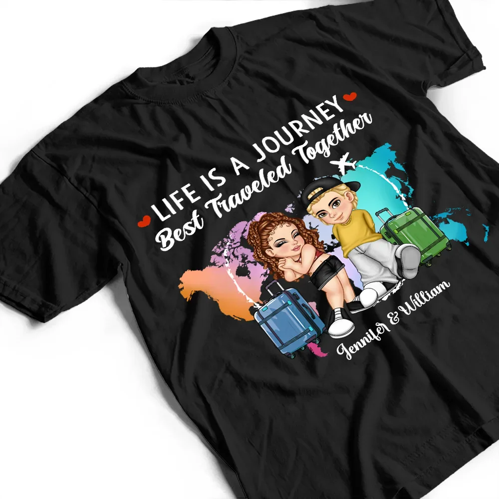 Y2K Couple Hubby & Wifey Travel Partners For Life - Personalized T Shirt - Image 3