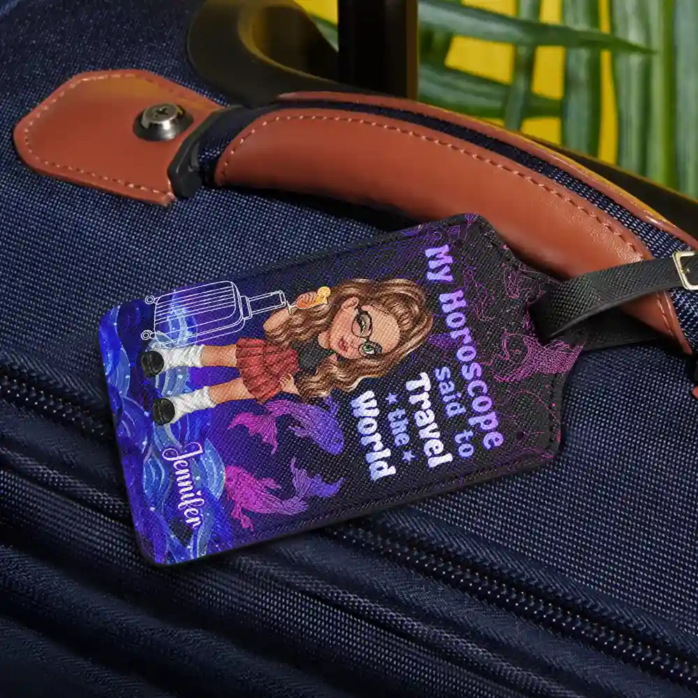 Y2K Zodiac Travel The World - Personalized Luggage Tag - Image 2