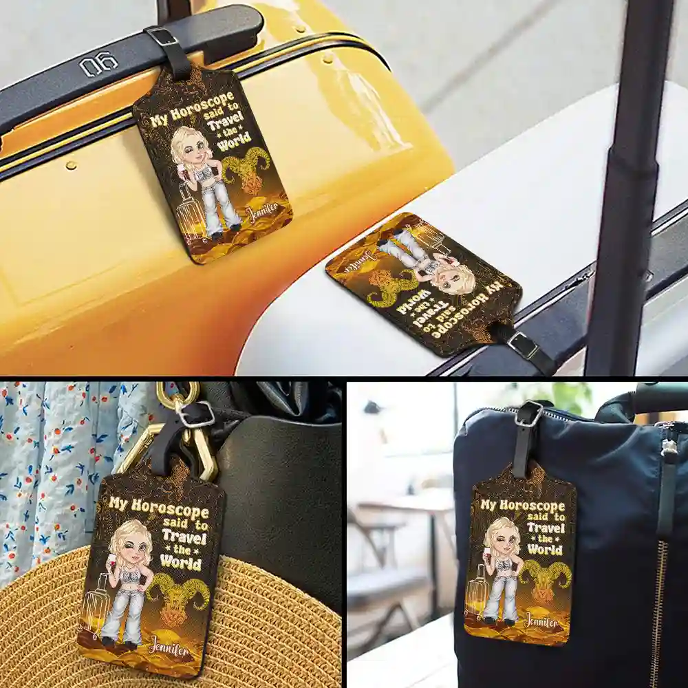 Y2K Zodiac Travel The World - Personalized Luggage Tag - Image 3