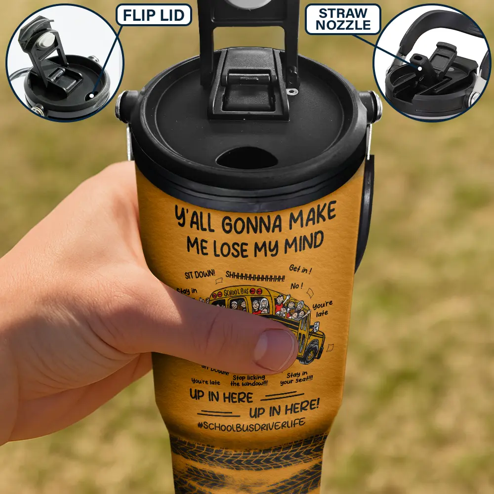 Y'all Gonna Make Me Lose My Mind - Personalized 30oz Tumbler With Handle - Image 4