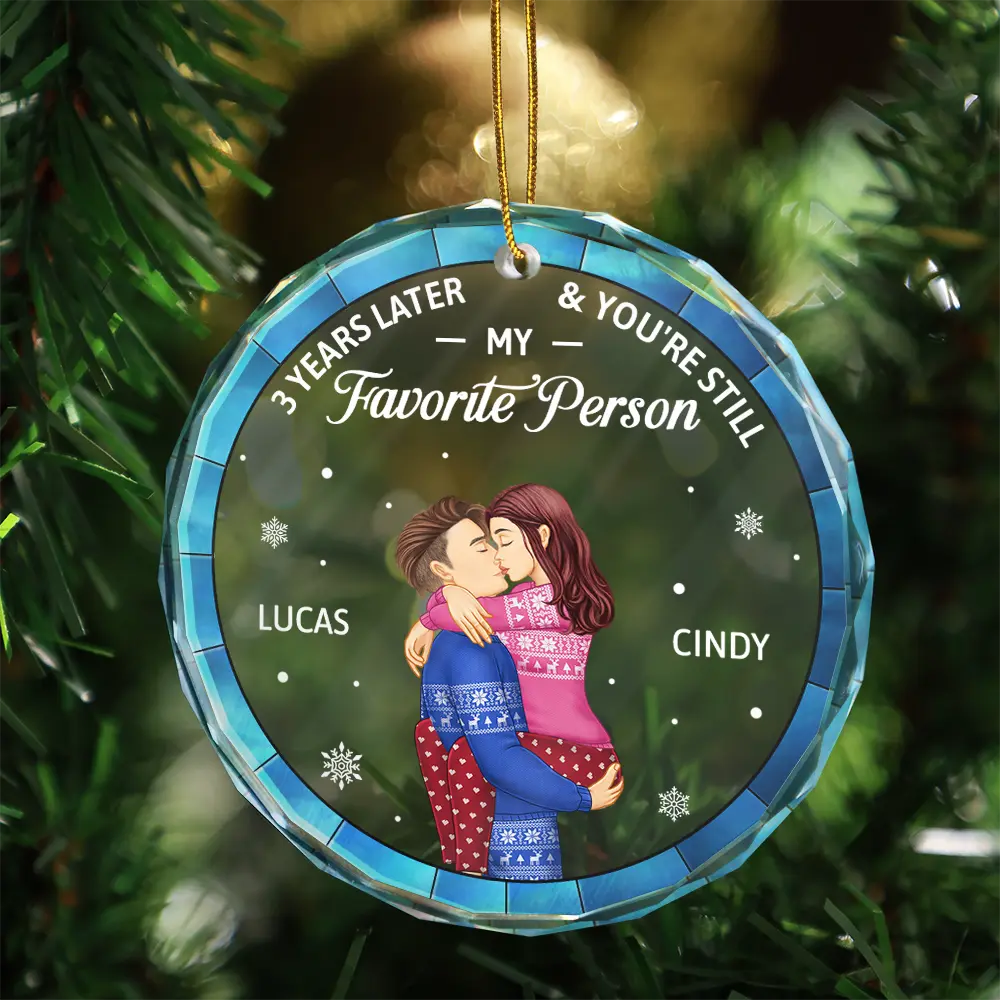 Years Later And You Still My Favorite Person - Personalized Circle Glass Ornament - Image 3