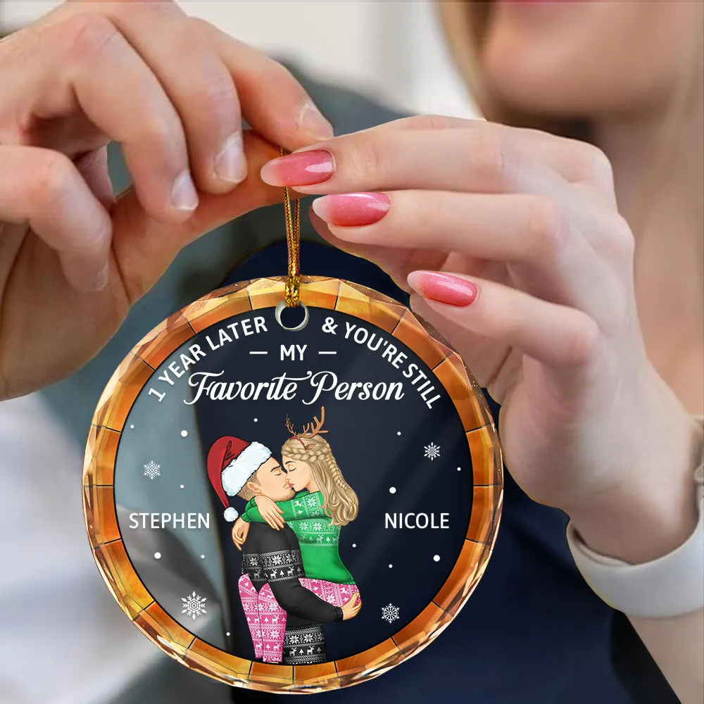 Years Later And You Still My Favorite Person - Personalized Circle Glass Ornament - Image 4
