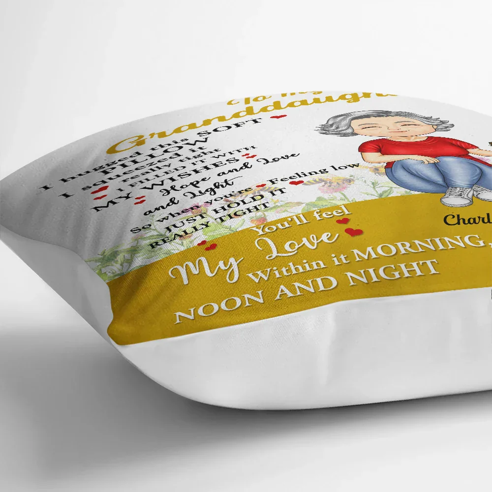 Yellow Hug This Soft Pillow Filled It With My Wish - Personalized Pillow - Image 3