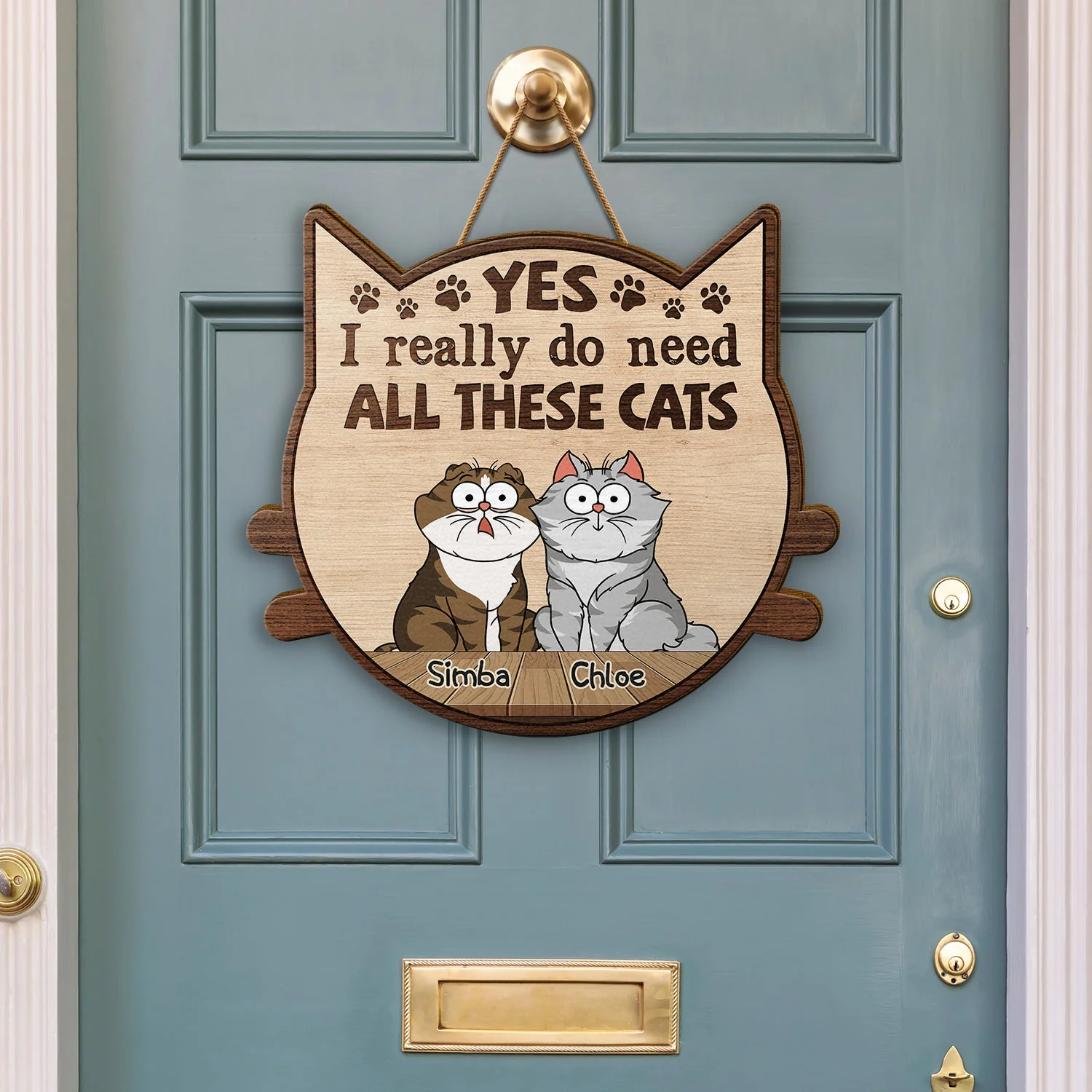 Yes I Really Do Need All These Cats Funny Cartoon Cat - Gift For Cat Lovers - Personalized Custom Shaped Wood Sign - Image 3