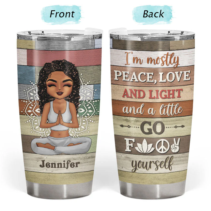 Yoga Chibi Girl Peace Love And Light - Personalized Custom Tumbler - Image 3