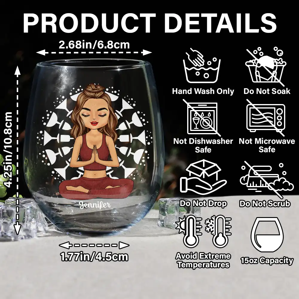 Yoga Class Pour A Glass - Personalized Stemless Wine Glass - Image 5
