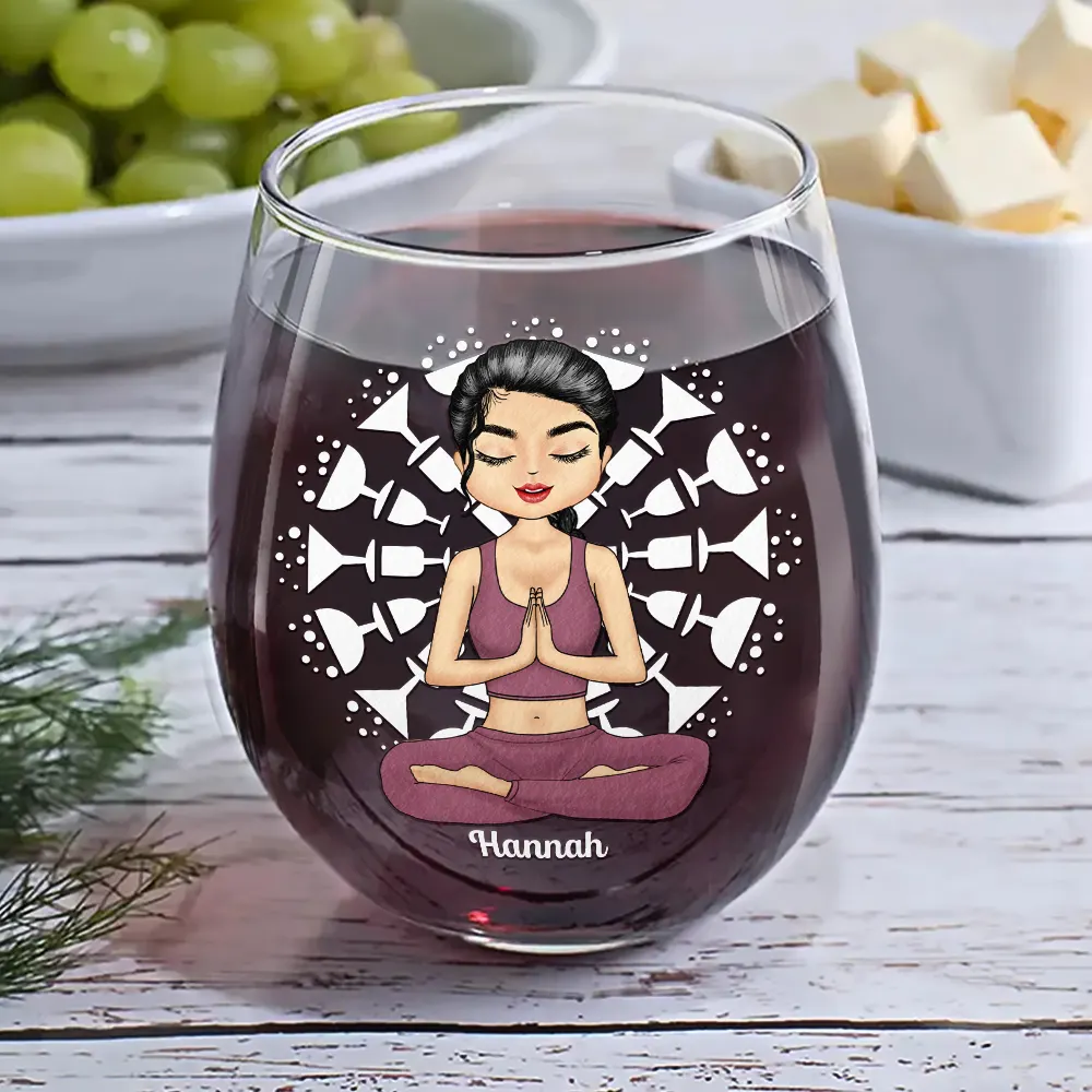 Yoga Class Pour A Glass - Personalized Stemless Wine Glass - Image 6