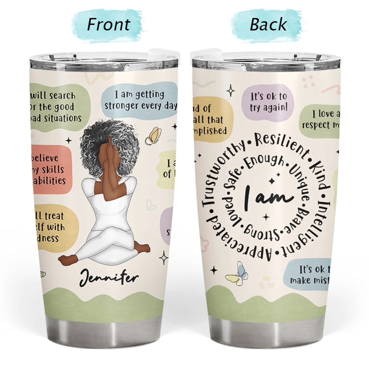 Yoga Girl Daily Affirmations - Gift For Yourself, Gift For Women - Personalized Tumbler - Image 3
