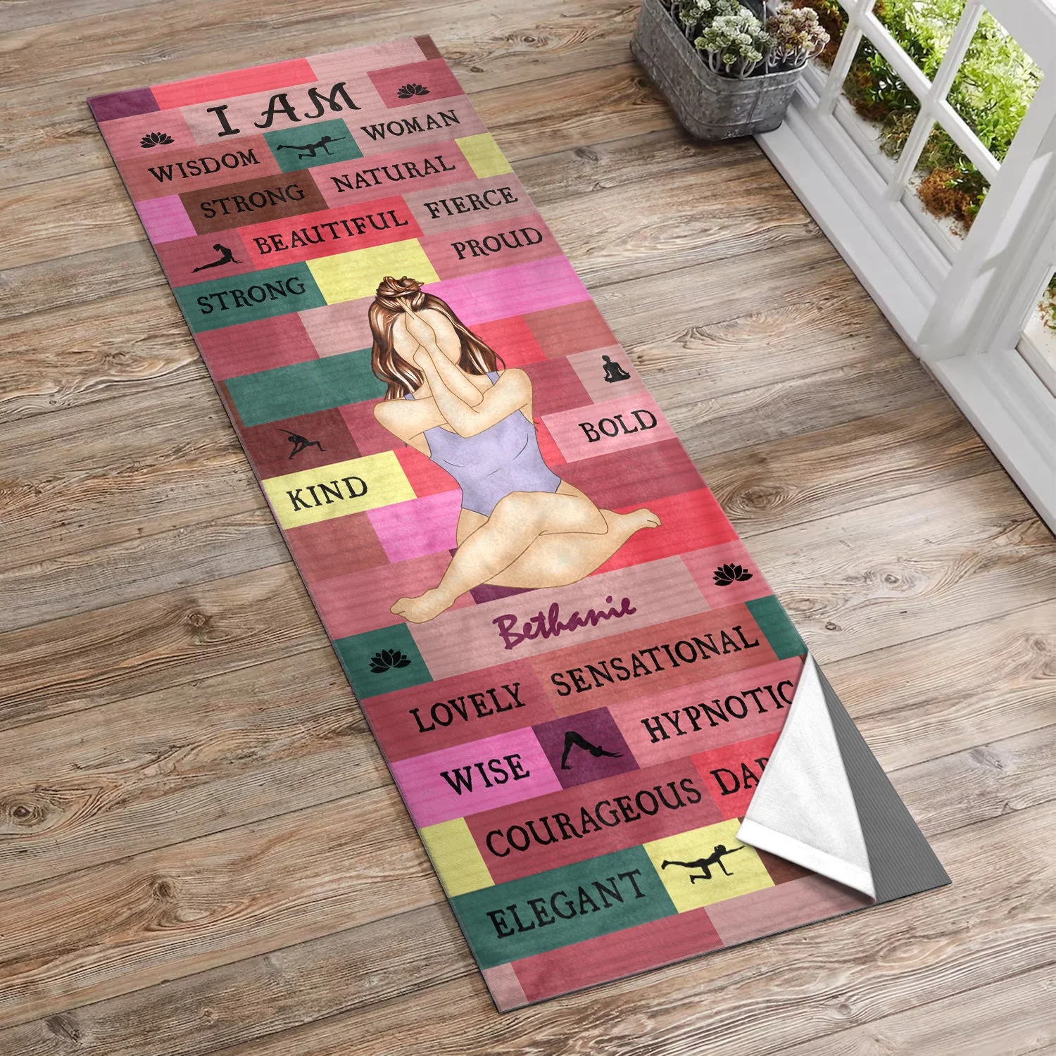 Yoga Girl I Am Bold - Gift For Yourself, Gift For Women - Personalized Yoga Towel - Image 2