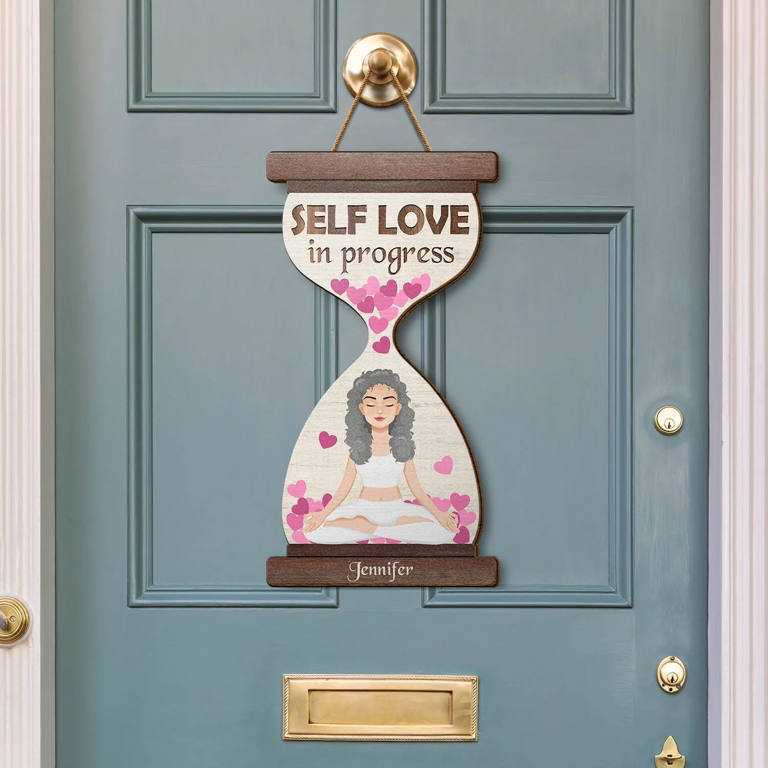 Yoga In Progress - Gift For Yoga Lovers - Personalized Custom Shaped Wood Sign - Image 3