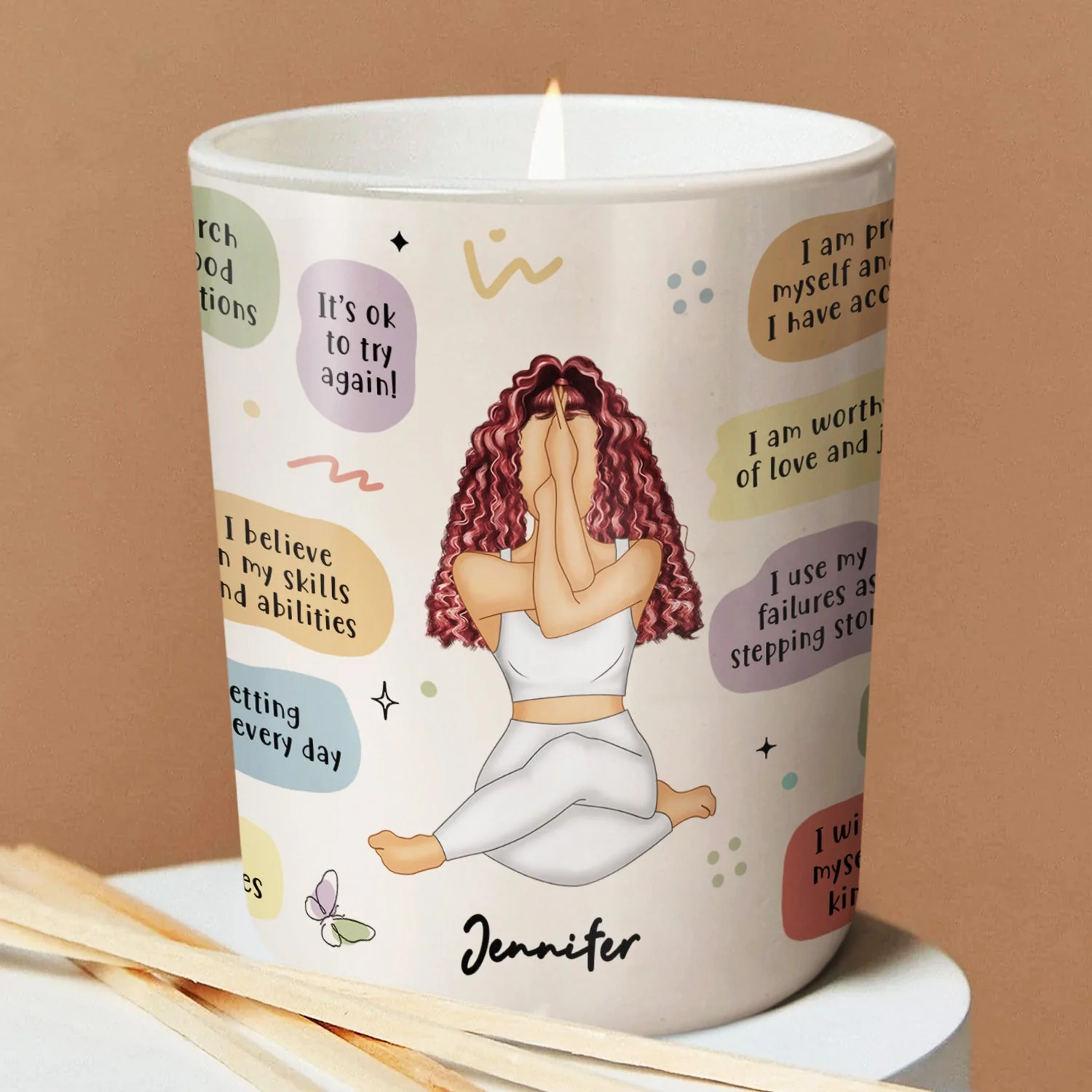 Yoga When You Need A Reminder - Gift For Yourself, Gift For Women - Personalized Scented Candle With Wooden Lid - Image 3