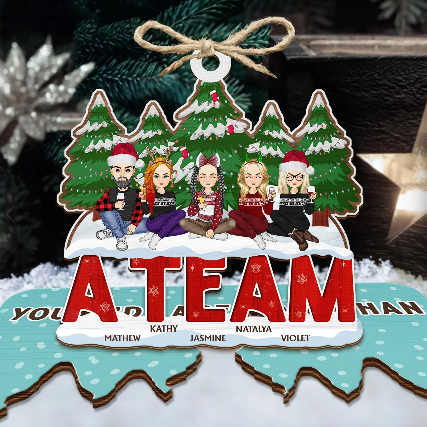 You And I Are More - Christmas - Gift For Siblings, Sisters, Brothers, Besties, Coworkers - Personalized Wooden Card With Pop Out Ornament - Image 4