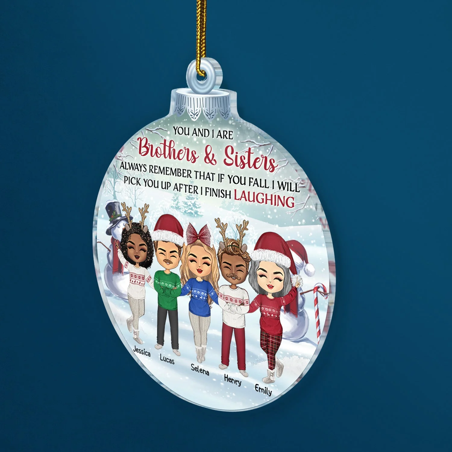 You And I Are Sisters Always Remember That If You Fall - Christmas Gift For Brothers, Siblings, Besties, Best Friends - Personalized Custom Shaped Acrylic Ornament - Image 2