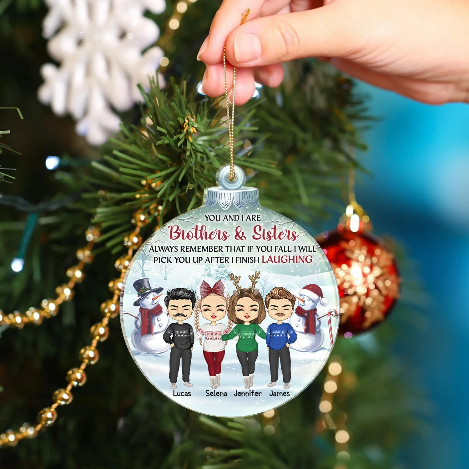 You And I Are Sisters Always Remember That If You Fall - Christmas Gift For Brothers, Siblings, Besties, Best Friends - Personalized Custom Shaped Acrylic Ornament - Image 4