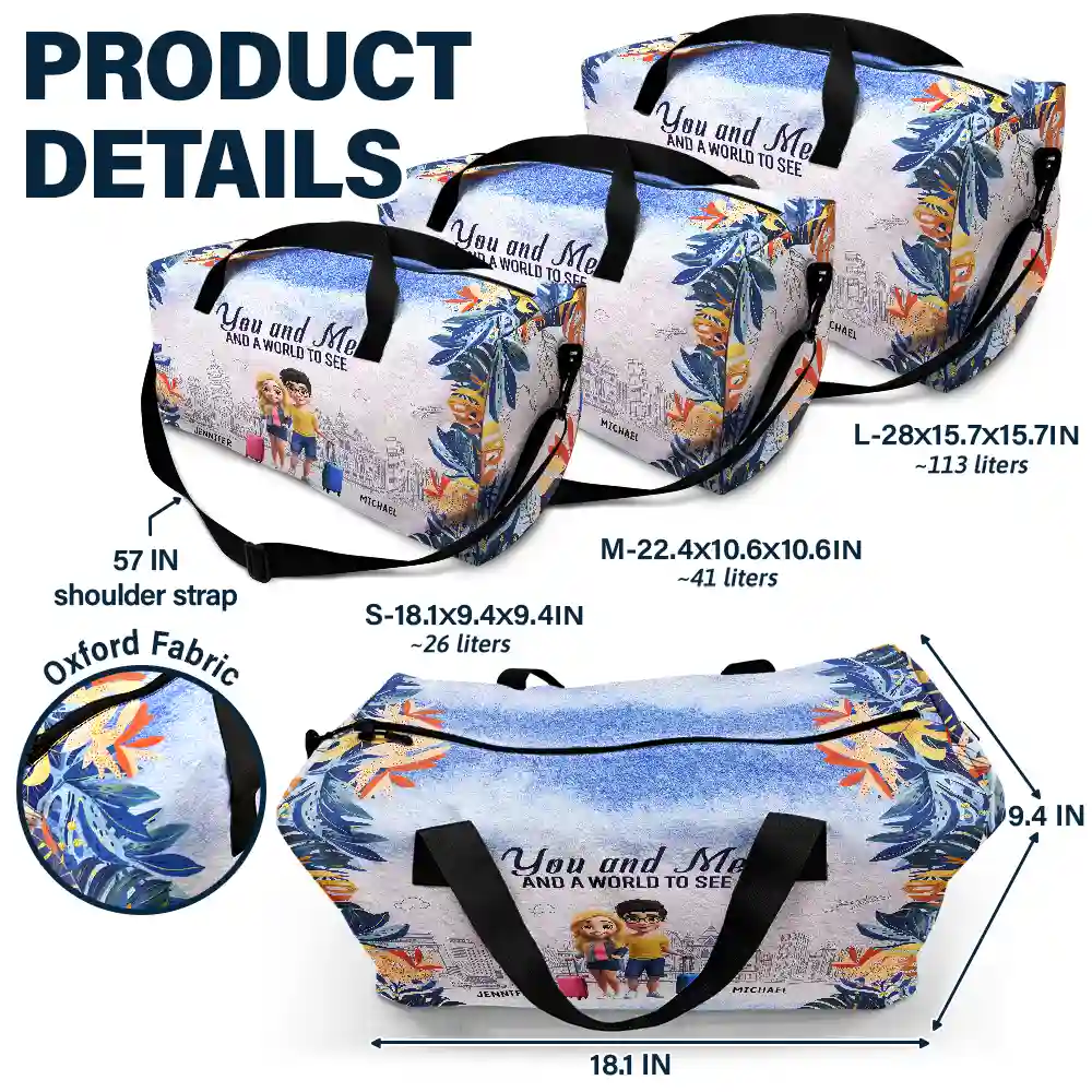 You And Me And A World To See - Personalized Duffle Bag - Image 5