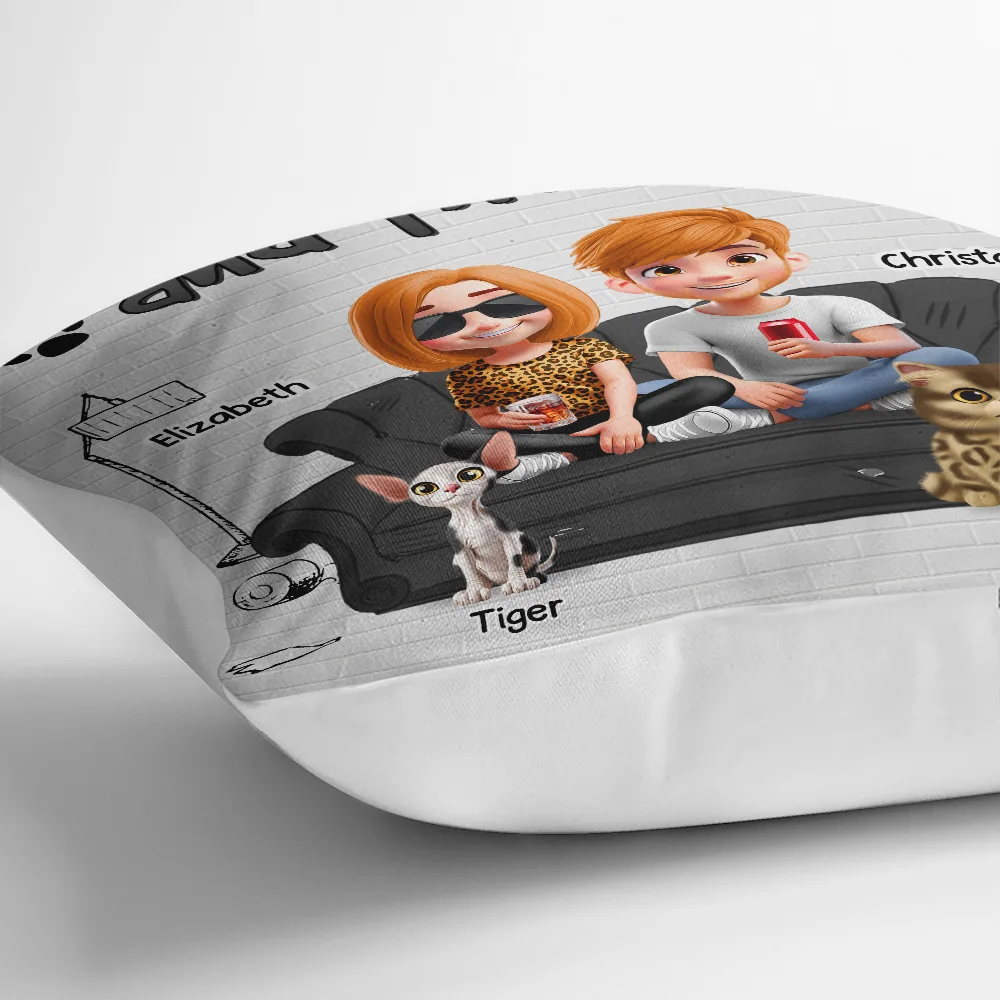 You And Me And The Cats 3d Effect - Personalized Pillow - Image 3