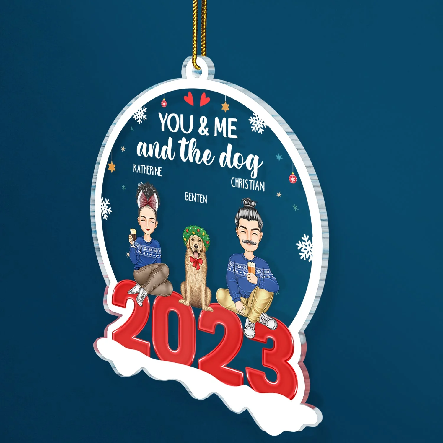 You And Me And The Dog Cat Fur Baby - Christmas Gift For Dog Cat Lovers - Personalized Custom Shaped Acrylic Ornament - Image 2