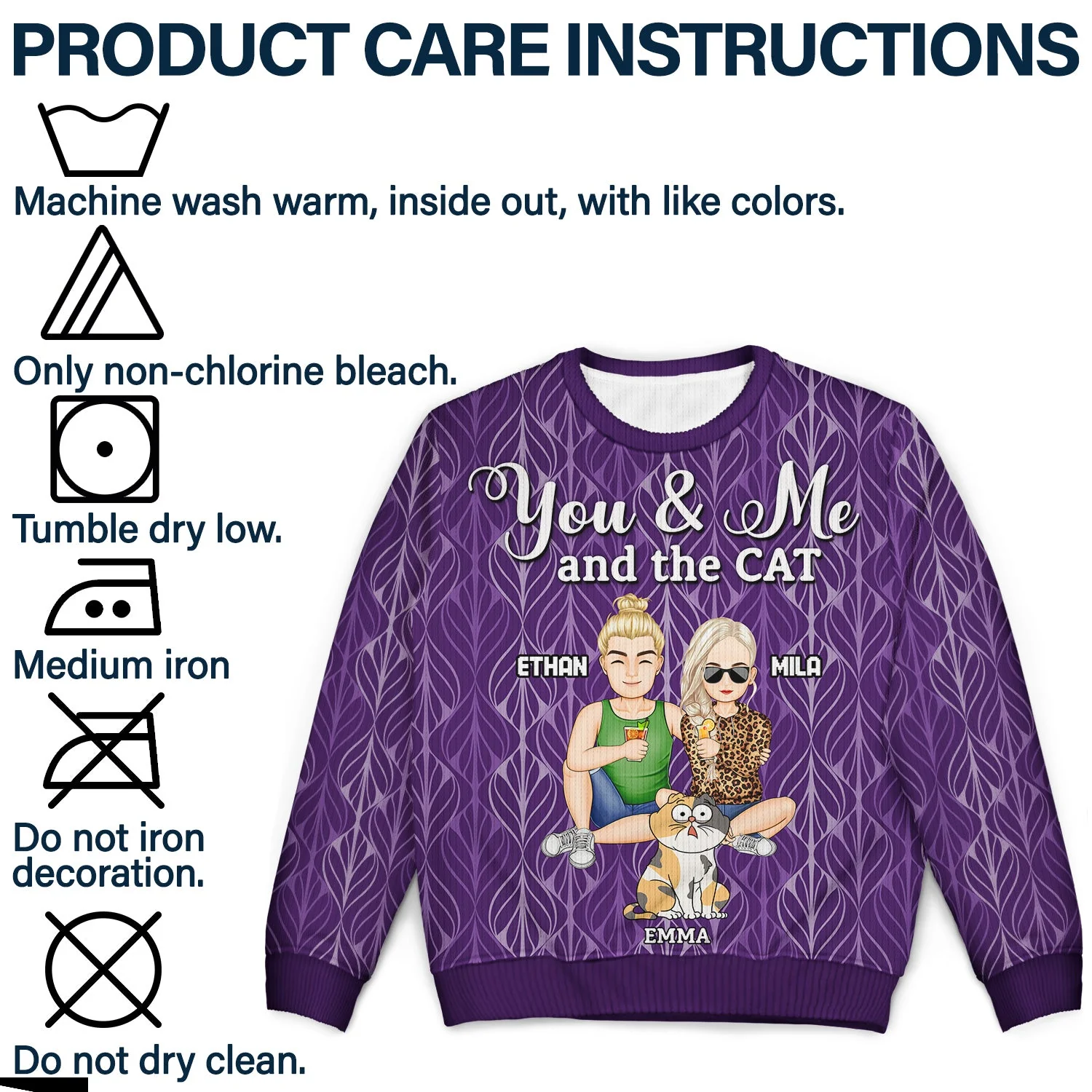 You And Me And The Dog Cat - Gift For Spouse, Couples, Husband, Wife, Pet Lovers - Personalized Unisex Ugly Sweater - Image 7