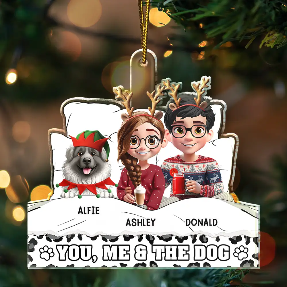 You And Me And The Dog Cozy Blanket - Personalized Custom Shaped Acrylic Ornament - Image 3