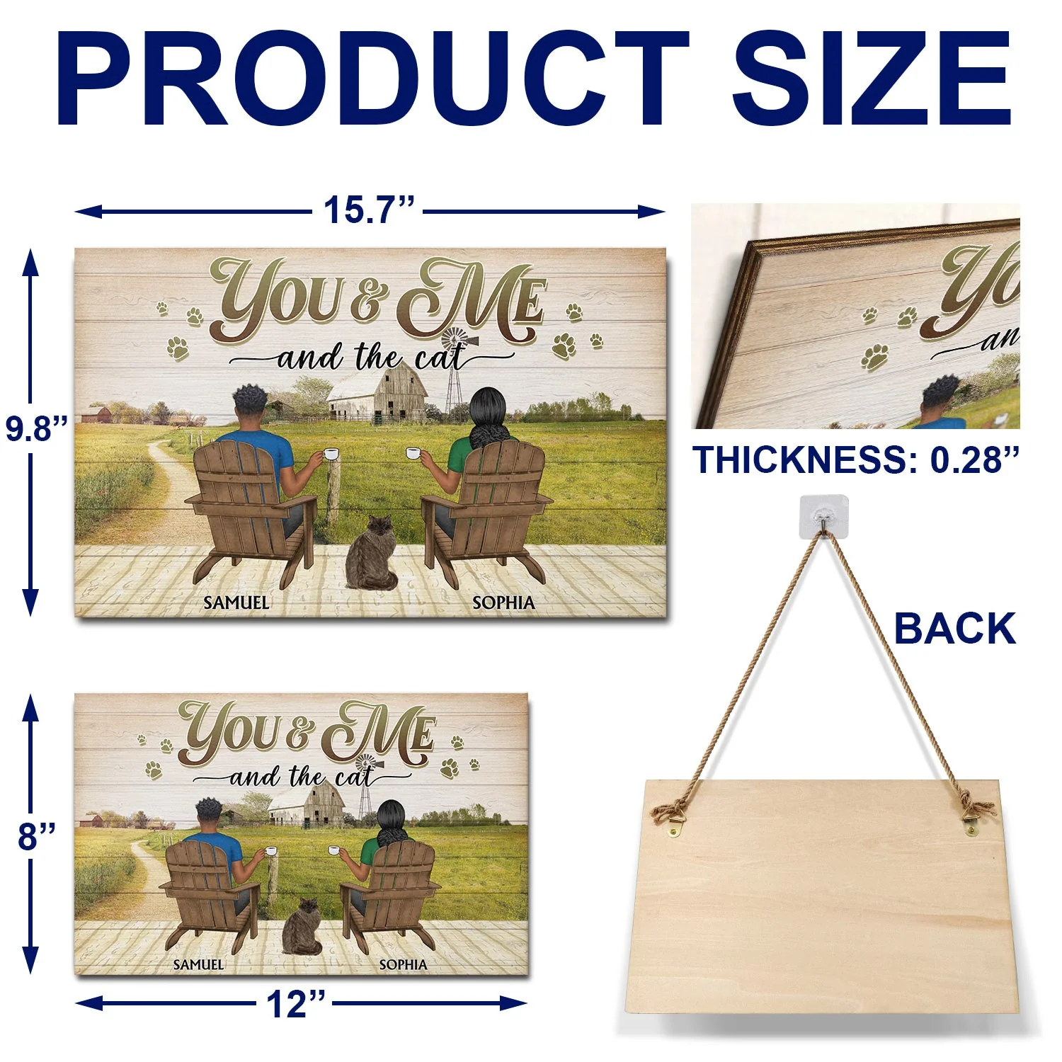You And Me And The Dog Farm - Gift For Pet Couples - Personalized Wood Rectangle Sign - Image 5