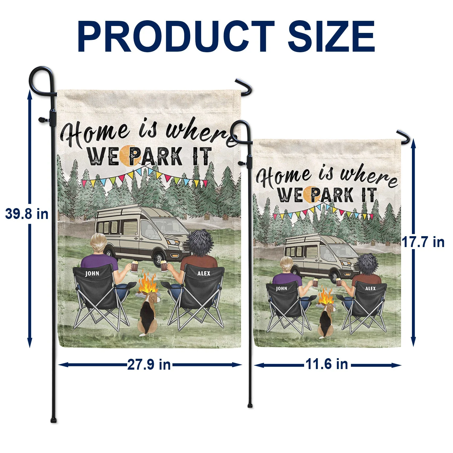 You And Me And The Dog Grass - Gift For Camping Lovers - Personalized Flag - Image 5