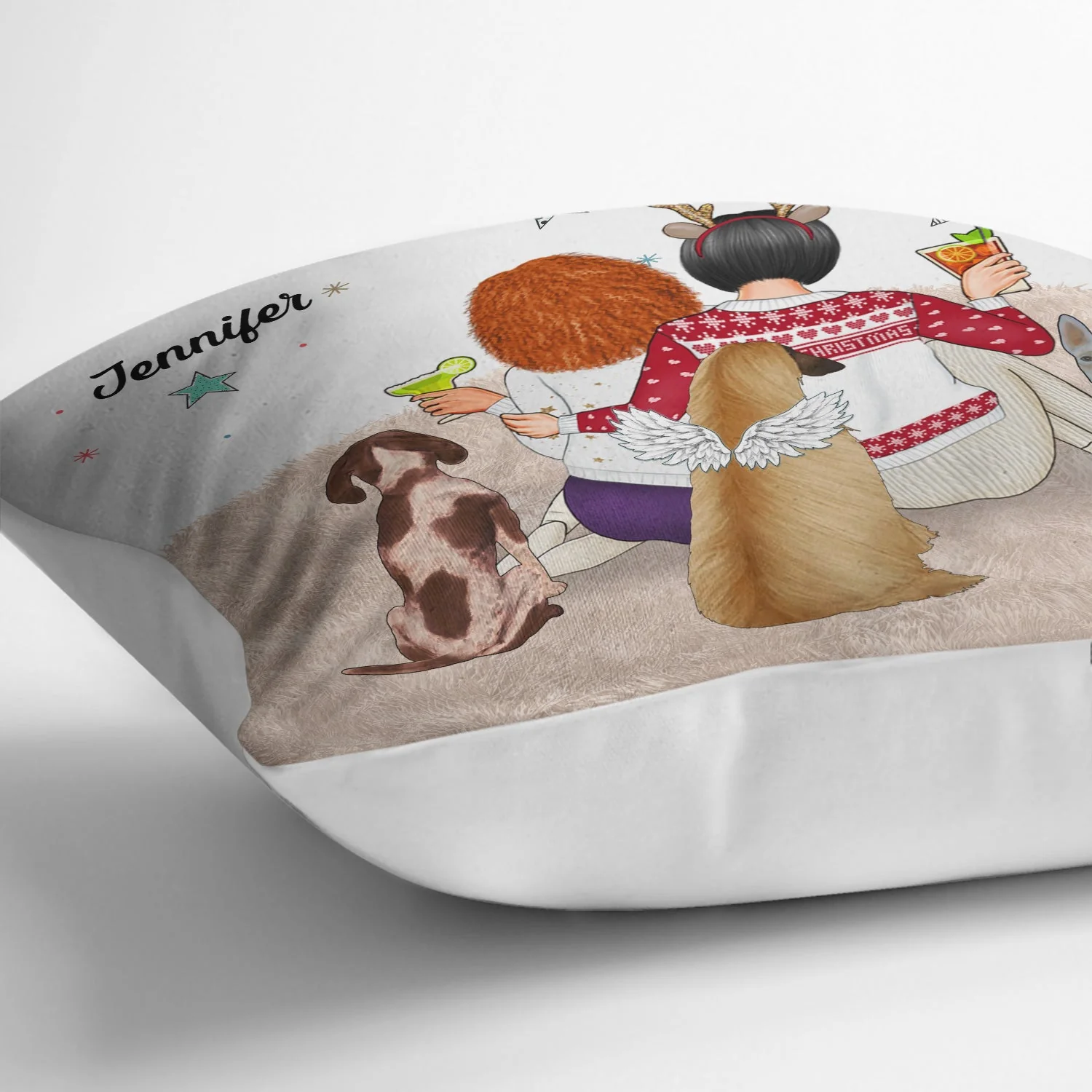 You And Me And The Dogs - Anniversary, Loving Gift For Couples, Dog Lovers, Cat Lovers, Pet Lovers - Personalized Pillow - Image 3