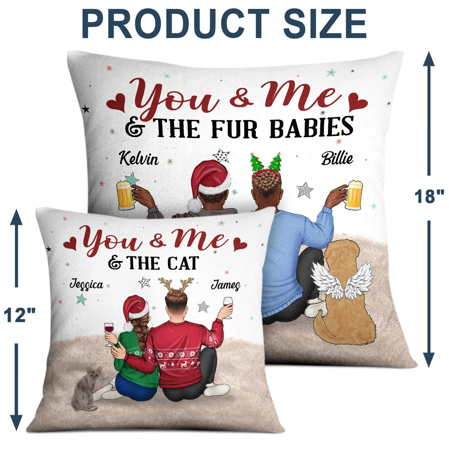 You And Me And The Dogs - Anniversary, Loving Gift For Couples, Dog Lovers, Cat Lovers, Pet Lovers - Personalized Pillow - Image 4