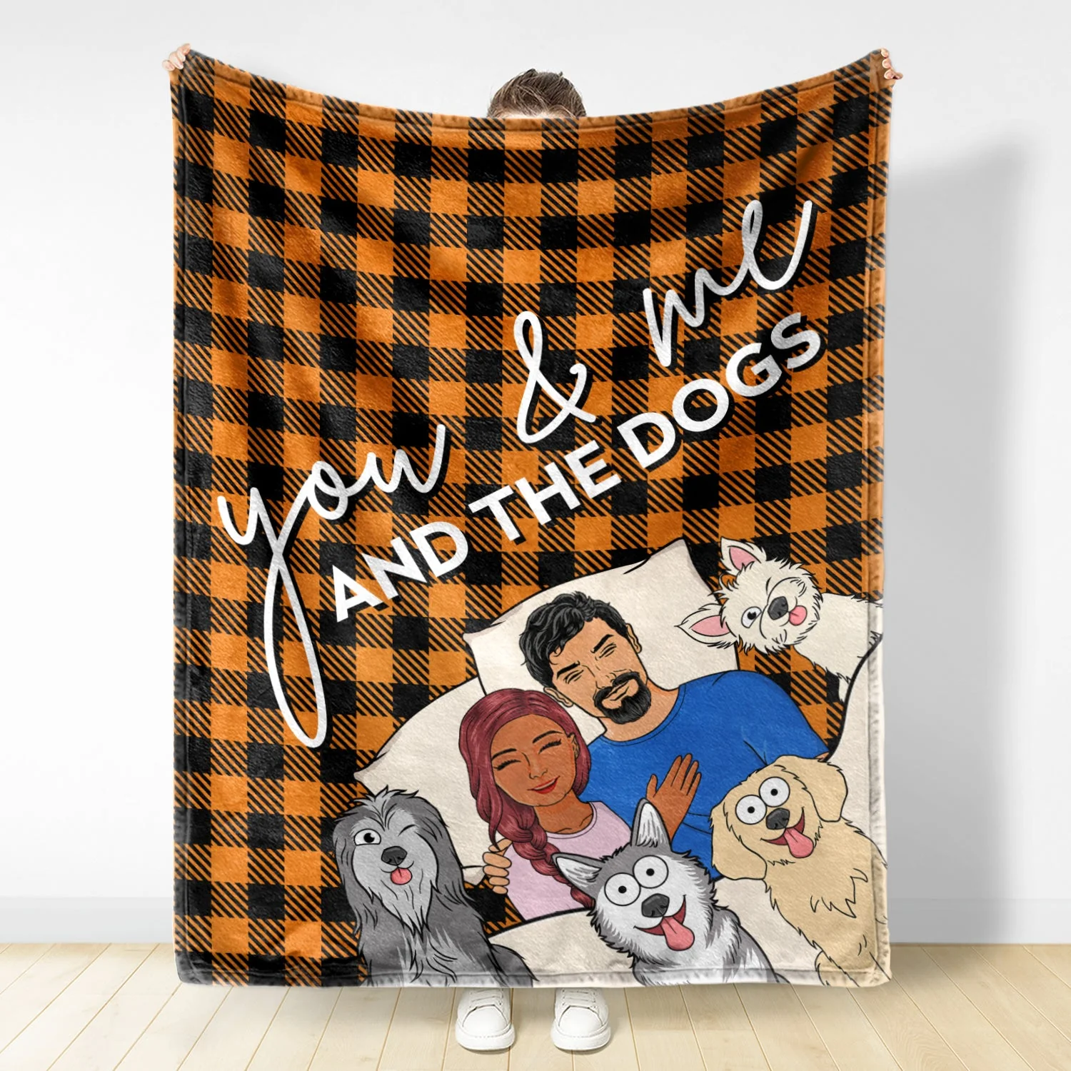 You And Me And The Dogs - Birthday, Anniversary, Loving Gift For Dog Lovers, Pet Owners - Personalized Fleece Blanket - Image 2