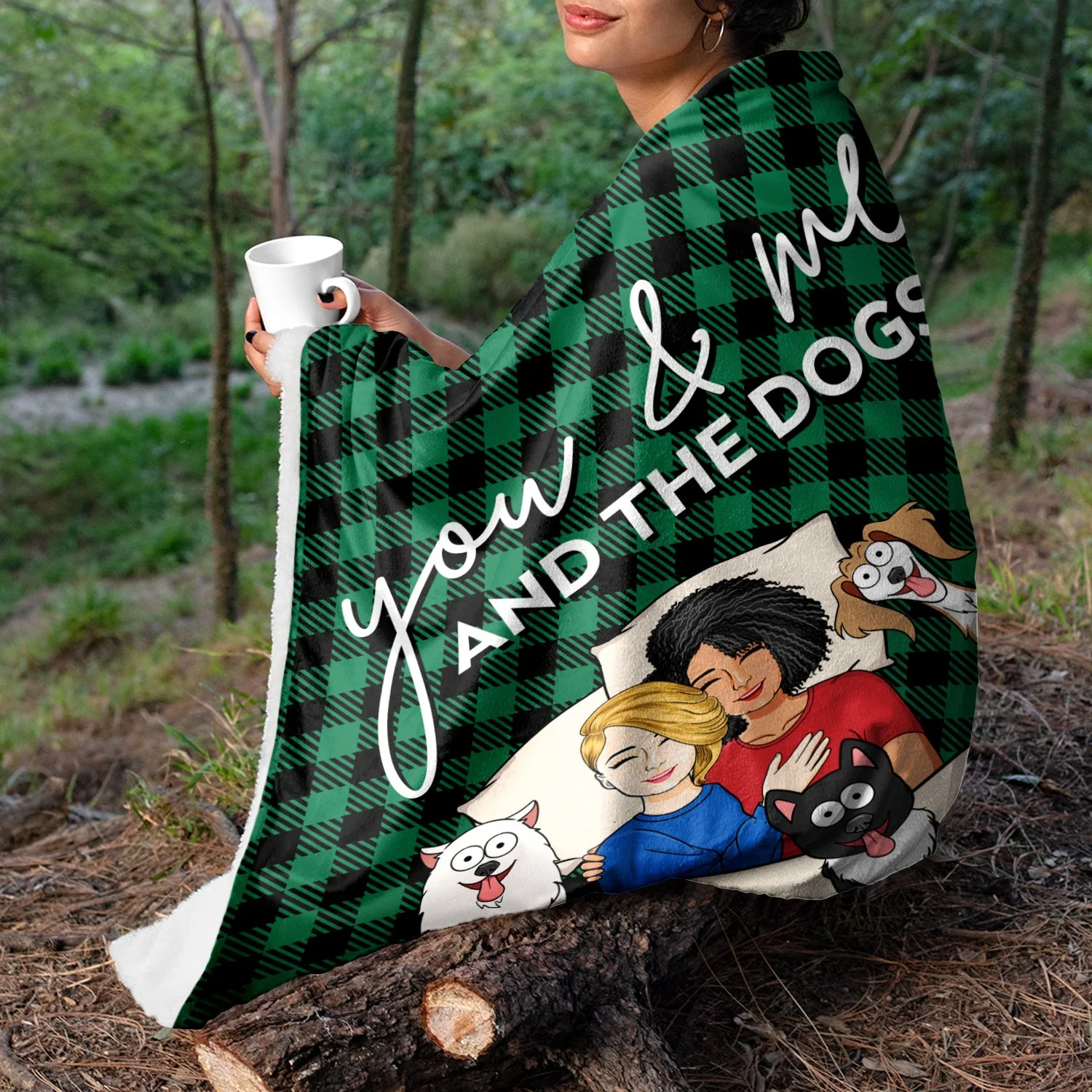 You And Me And The Dogs - Birthday, Anniversary, Loving Gift For Dog Lovers, Pet Owners - Personalized Fleece Blanket - Image 3