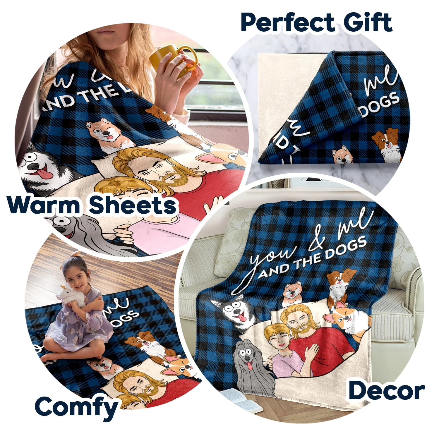 You And Me And The Dogs - Birthday, Anniversary, Loving Gift For Dog Lovers, Pet Owners - Personalized Fleece Blanket - Image 5