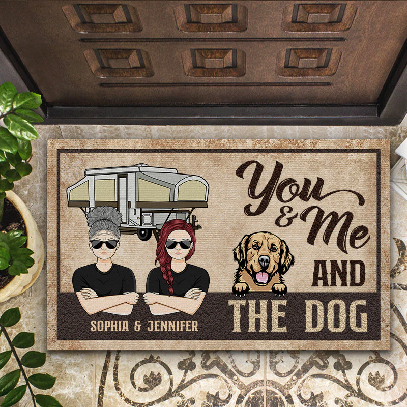 You And Me And The Dogs Camping Dog Lovers - Couple Gift - Personalized Custom Doormat - Image 2