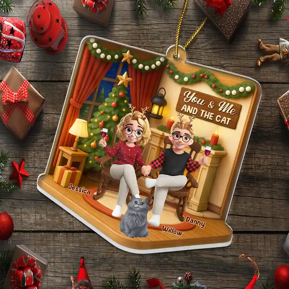 You And Me And The Dogs Cats - Personalized Custom Shaped Acrylic Ornament - Image 5