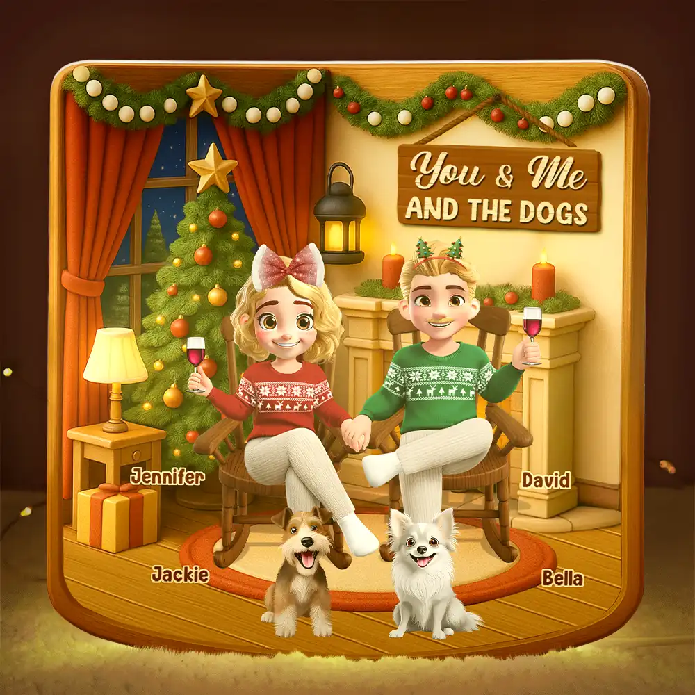 You And Me And The Dogs Cats - Personalized Custom Shaped Light Box - Image 2