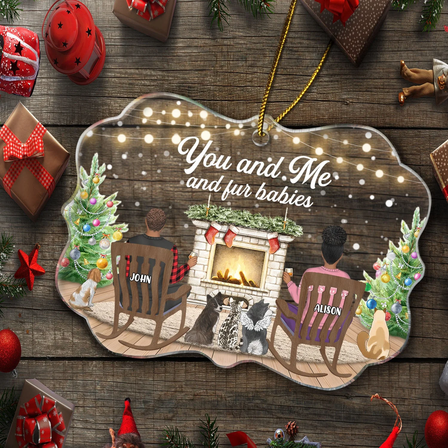 You And Me And The Dogs - Christmas Gift For Dog Lover - Personalized Medallion Acrylic Ornament - Image 5