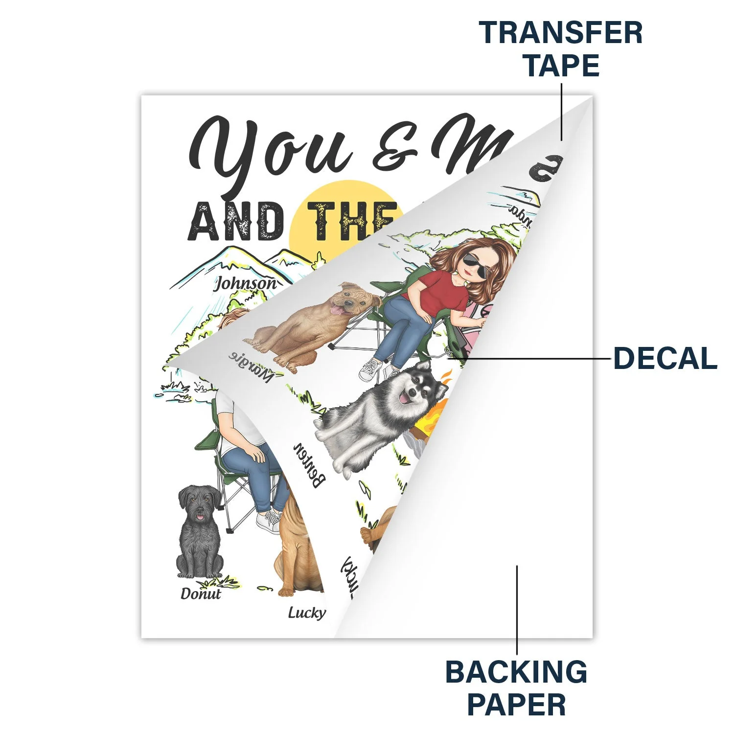 You And Me And The Dogs - Gift For Camping Lovers - Personalized Camping Decal, Decor Decal - Image 4