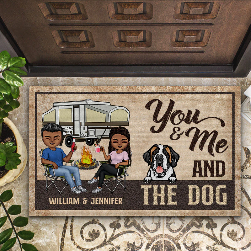 You And Me And The Dogs Husband Wife Camping - Couple Gift - Personalized Custom Doormat - Image 2