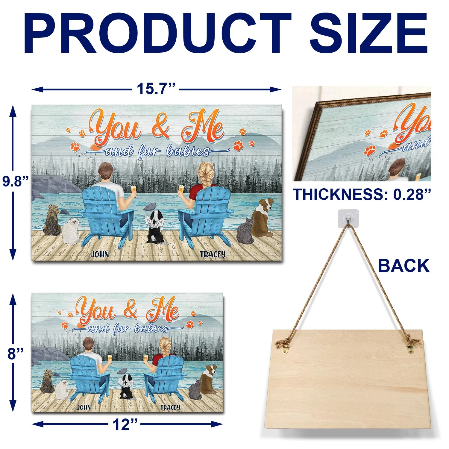 You And Me And The Dogs Lake View - Gift For Dog Lovers - Personalized Wood Rectangle Sign - Image 5