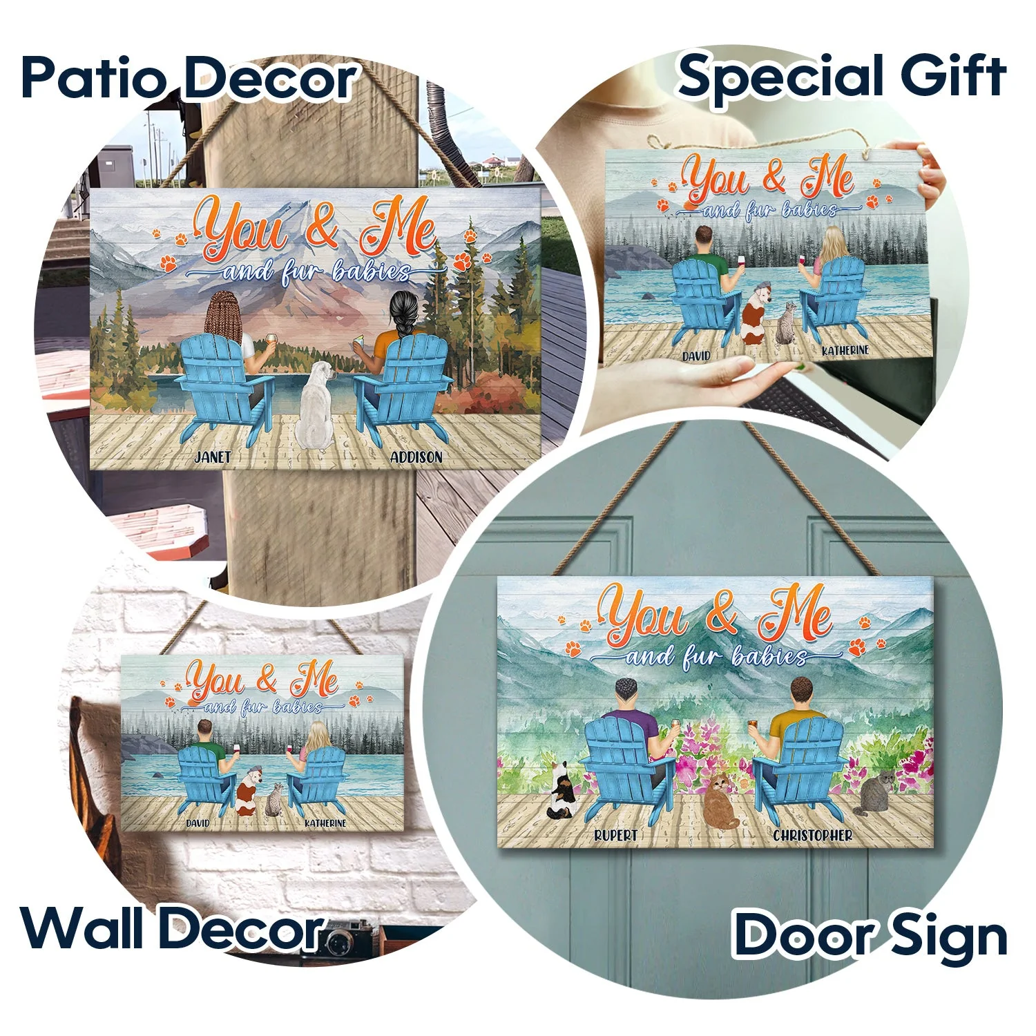 You And Me And The Dogs Lake View - Gift For Dog Lovers - Personalized Wood Rectangle Sign - Image 6