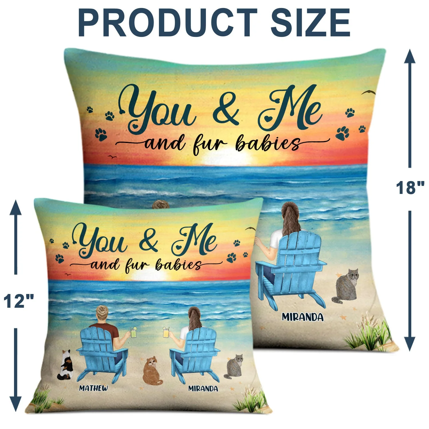 You And Me And The Dogs Peace Beach View - Gift For Pet Lovers - Personalized Pillow - Image 4