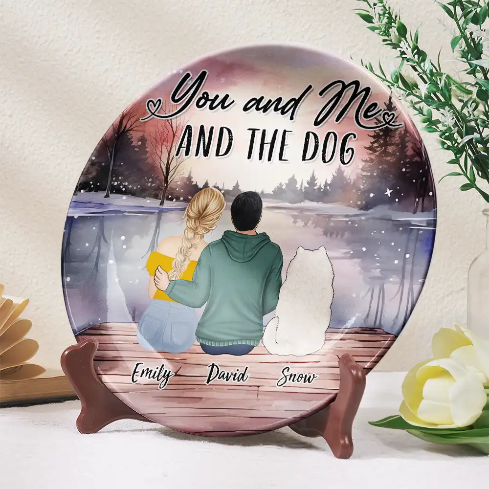 You And Me And The Dogs - Personalized Ceramic Plate - Image 2