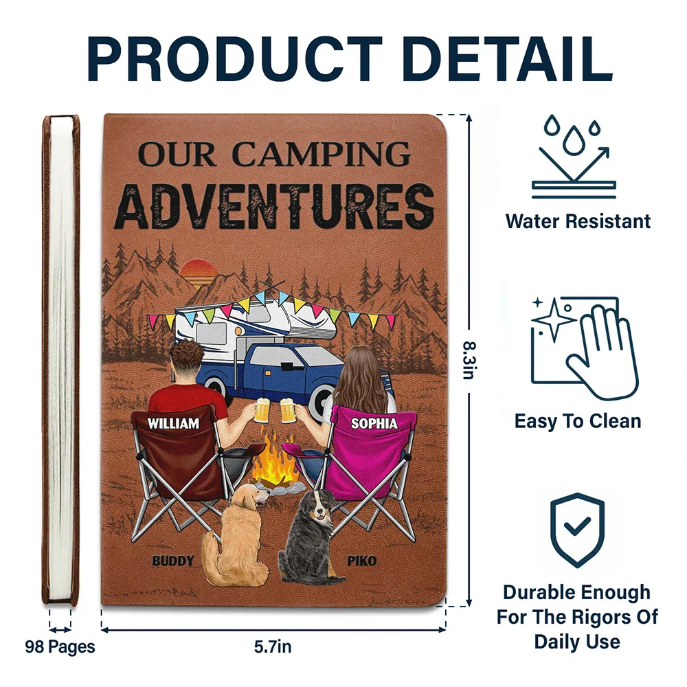You And Me And The Dogs - Personalized Leather Journal - Image 5
