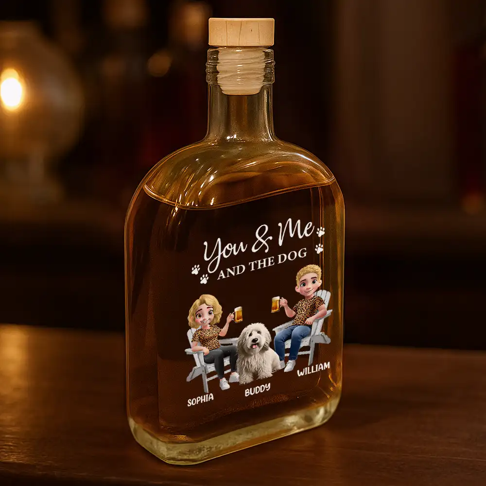 You And Me And The Dogs - Personalized Whiskey Bottle - Image 3