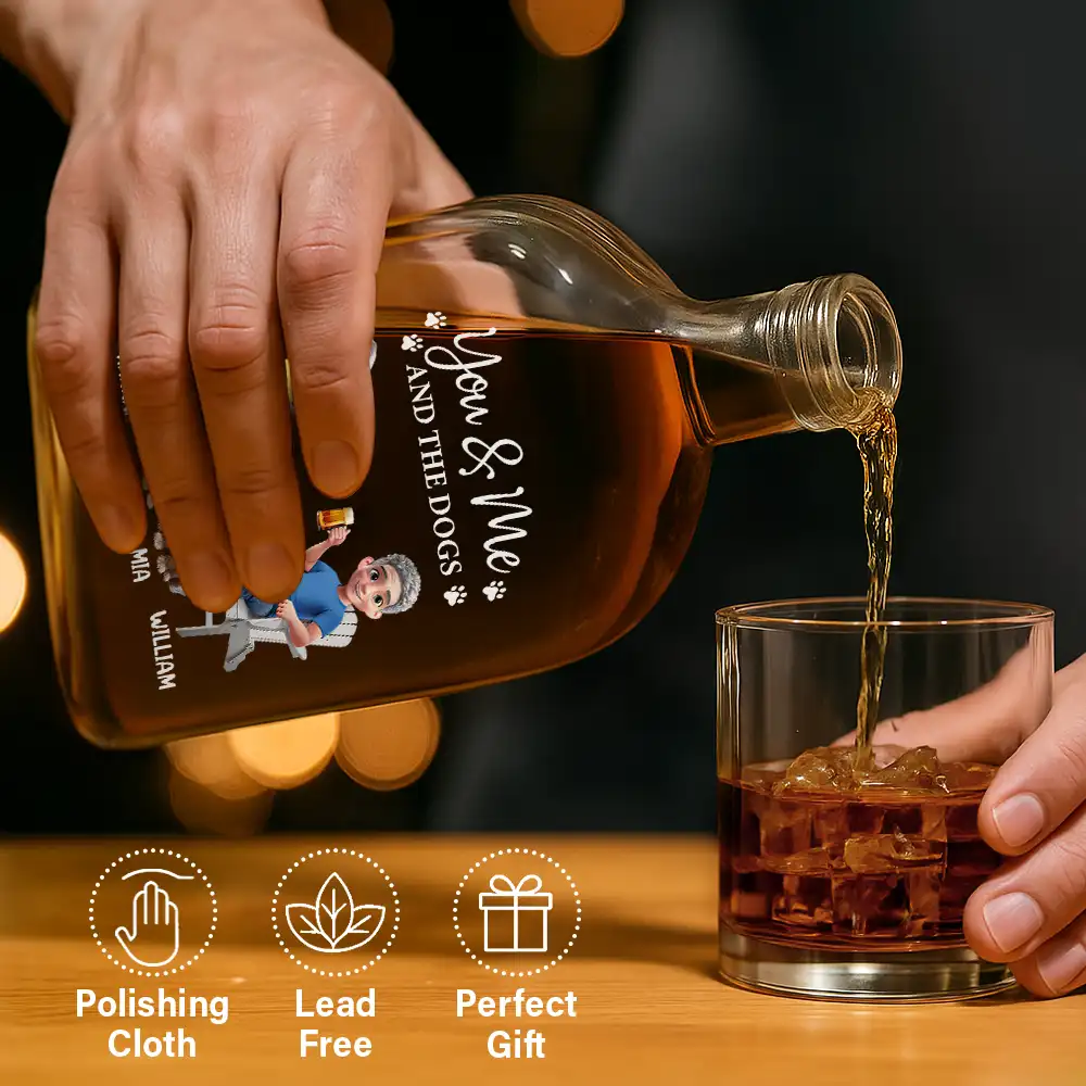 You And Me And The Dogs - Personalized Whiskey Bottle - Image 6